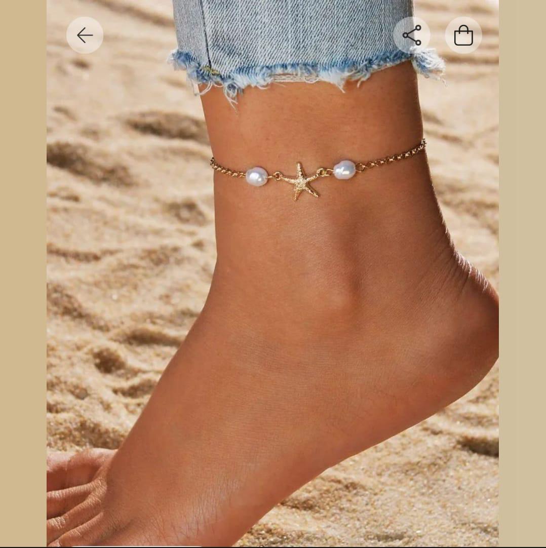 Starfish and Pearls anklet