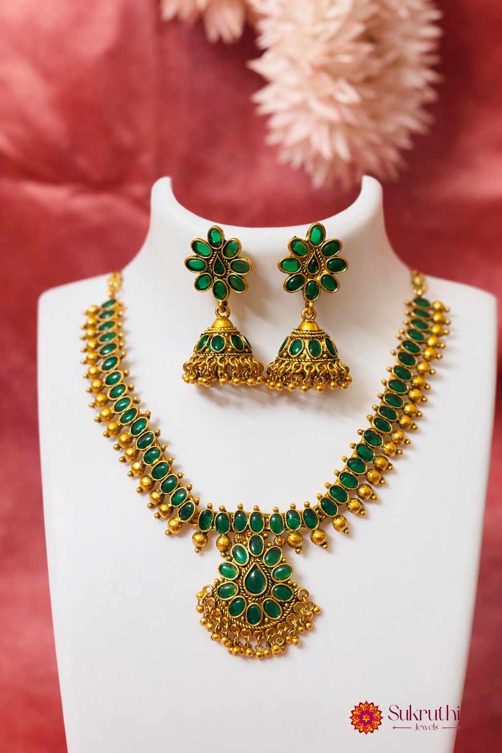 KEMP ATTIGAI GREEN WITH JHUMKA