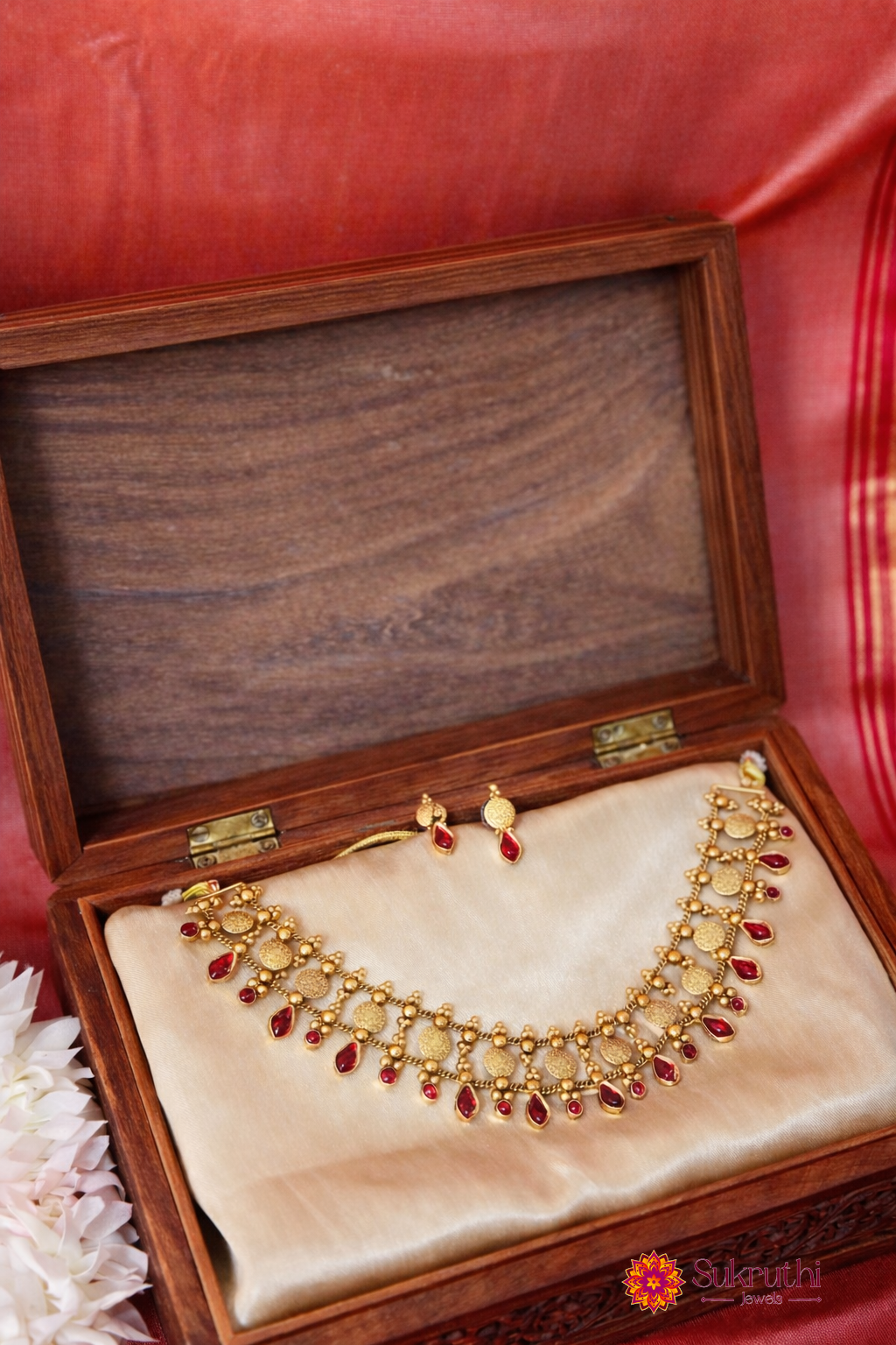 KEMPCOIN RED PALAKKA DOUBLE LAYERED NECKLACE