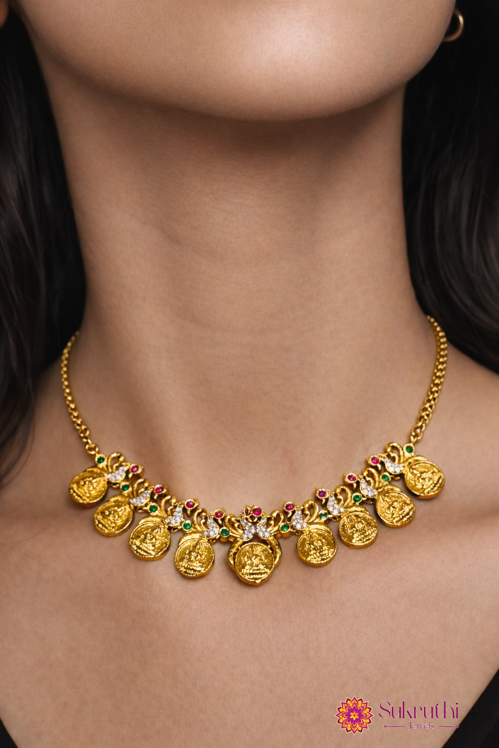 AD STONE LAKSHMI CHOKER NECKLACE