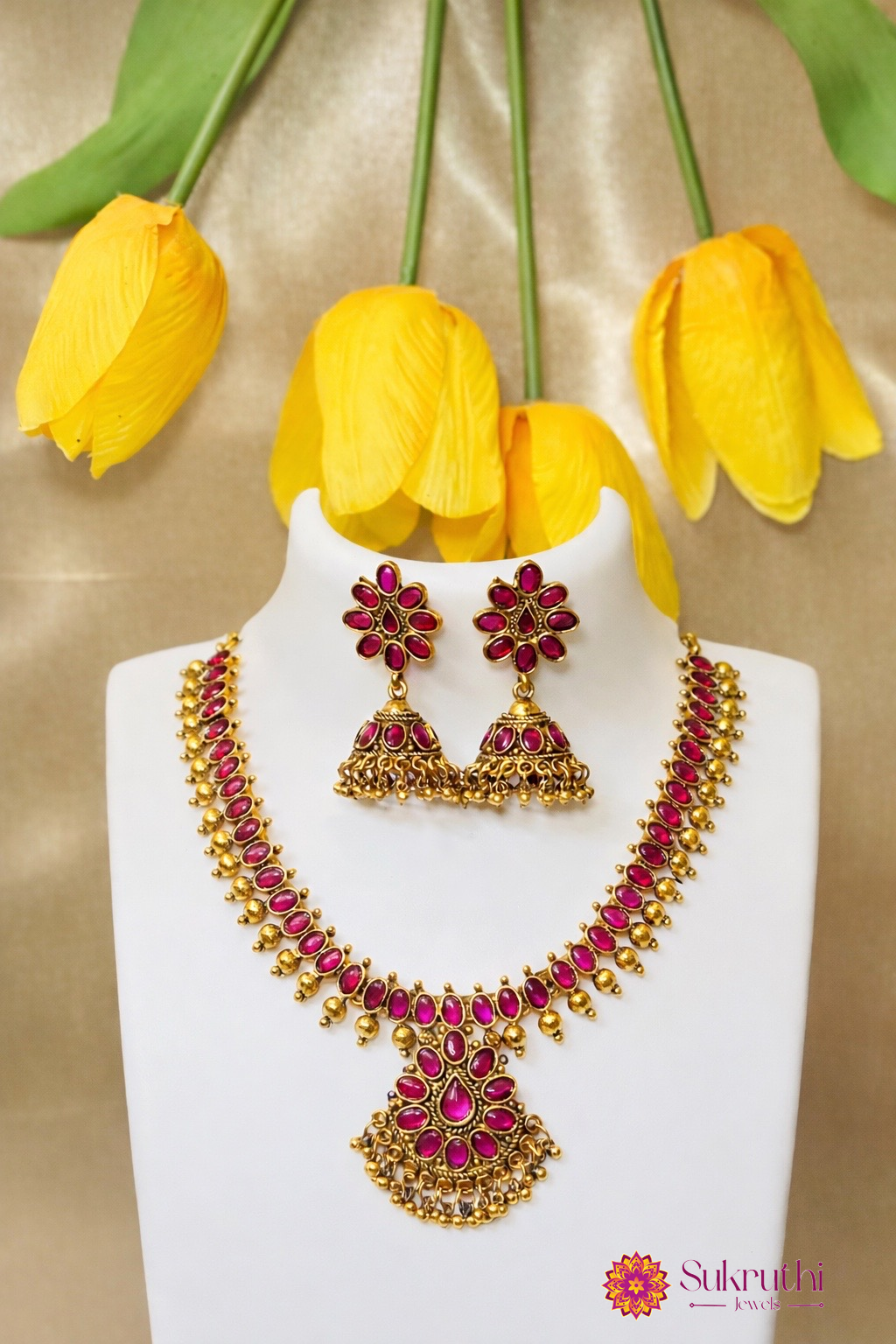 KEMP RUBY  ATTIGAI WITH JHUMKA