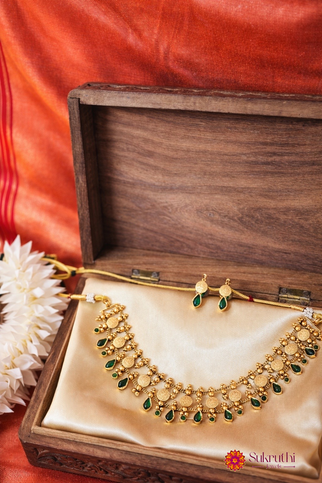 KEMP COIN GREEN PALAKKA DOUBLE LAYERED NECKLACE